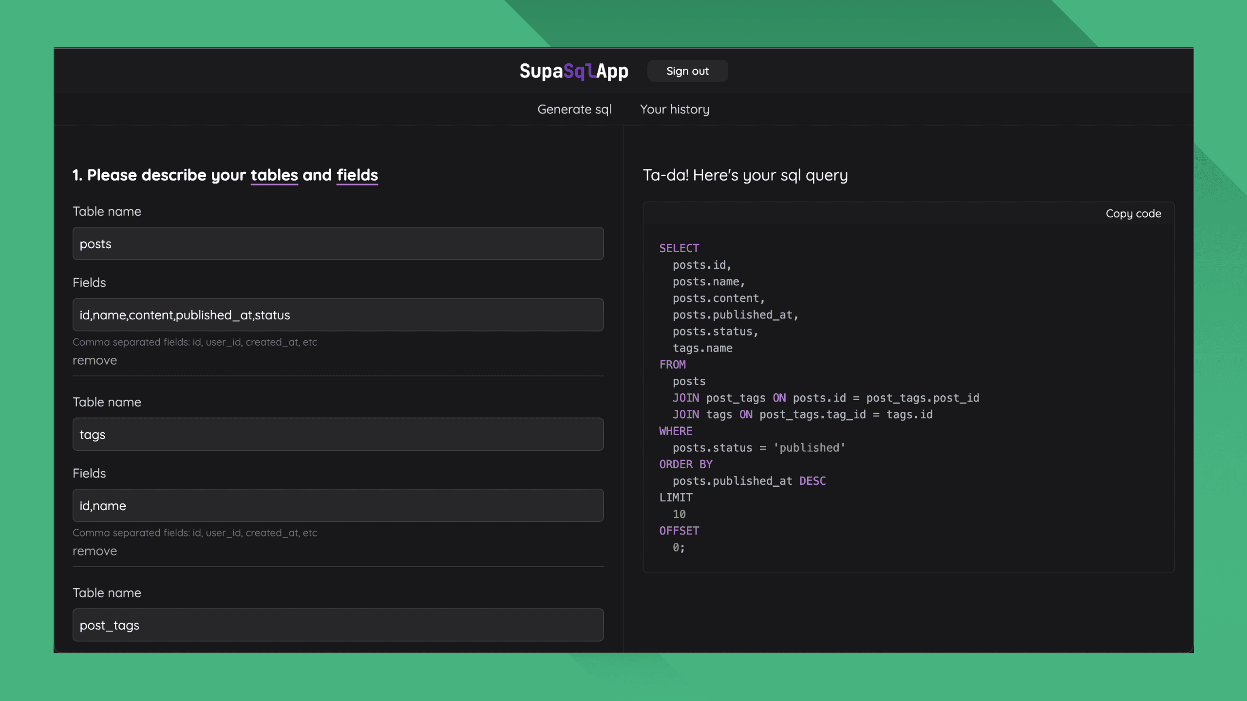 Supa SQL App